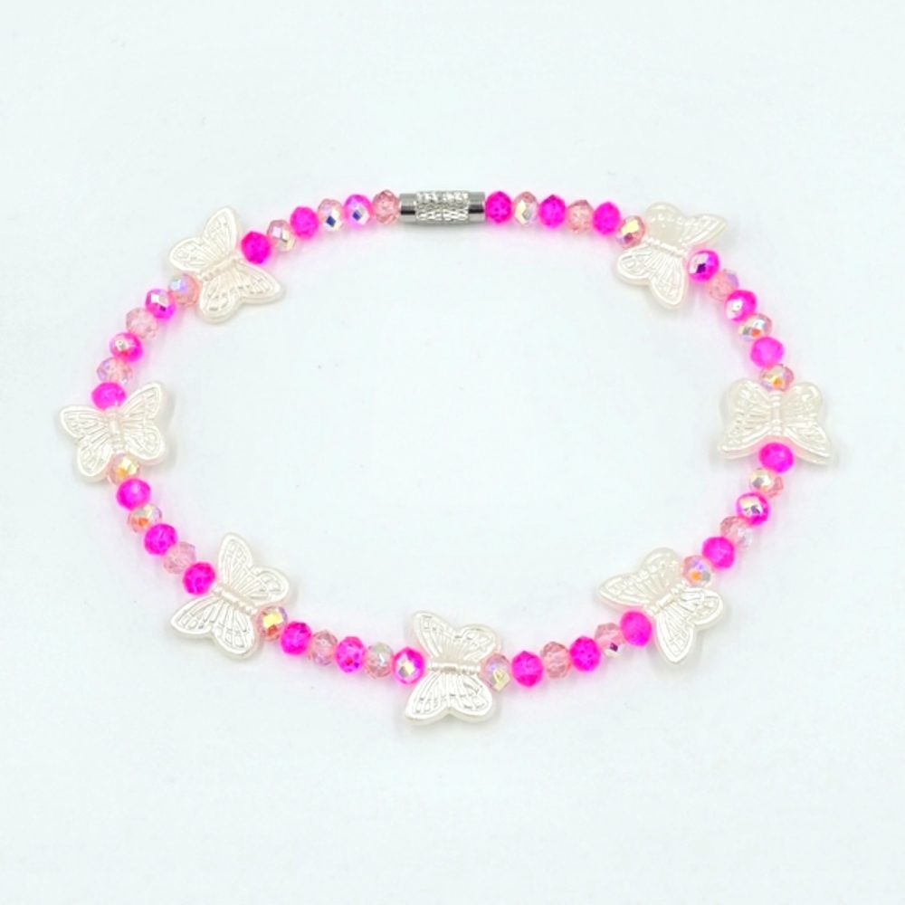 Butterfly Pearls and Crystals Dainty Beaded Ankle Bracelet Handmade Anklet